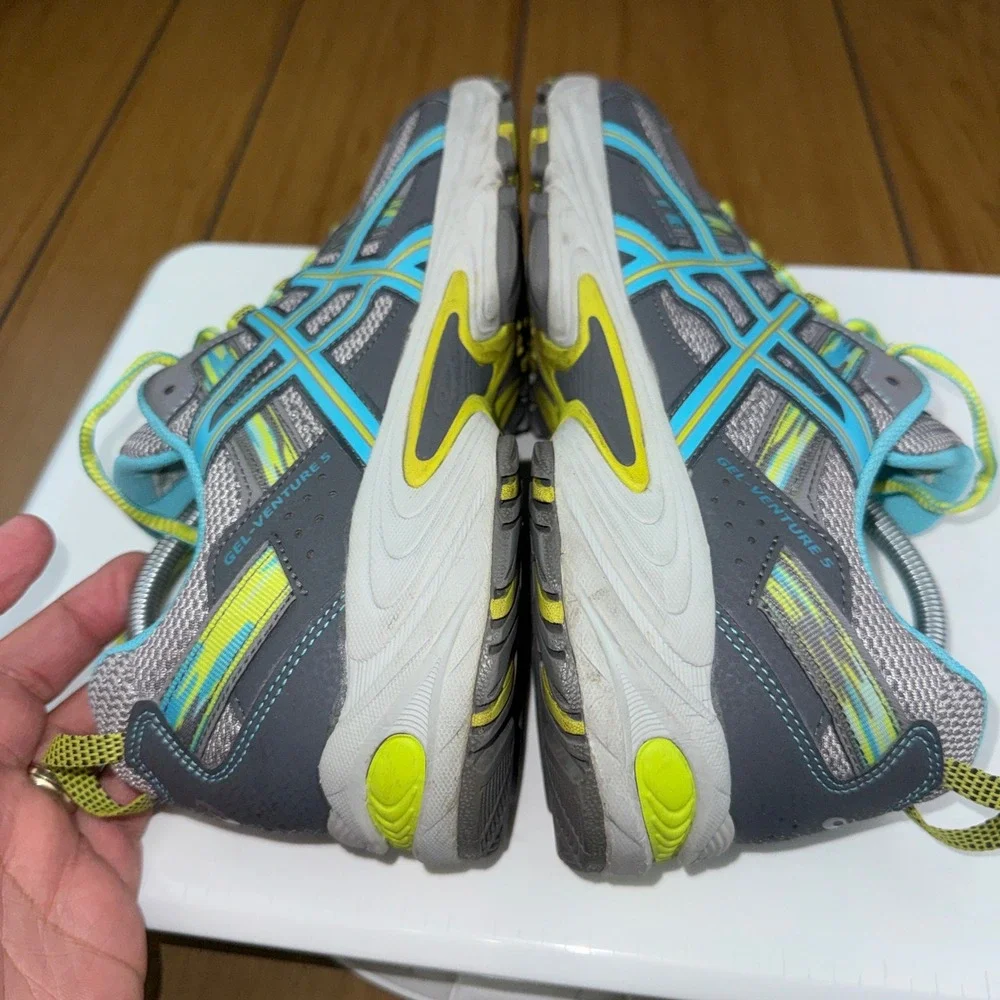 Asics Gel-Venture 5 Womens 11 Grey Blue Yellow Trail Running Shoes‎ T5N8N